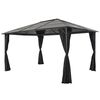 vidaXL Altana ogrodowa z zasłonami, aluminiowa, 4 x 3 x 2,6 m, czarna