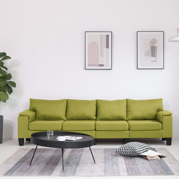 vidaXL 4-osobowa sofa, zielona, tapicerowana tkaniną
