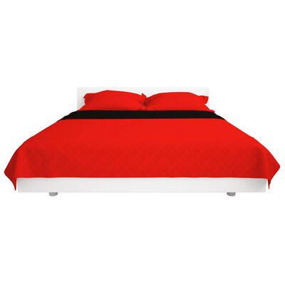 vidaXL Dwustronna pikowana narzuta na łóżko czerwono-czarna 230x260 cm