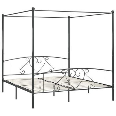 vidaXL Rama łóżka z baldachimem, szara, metalowa, 180 x 200 cm