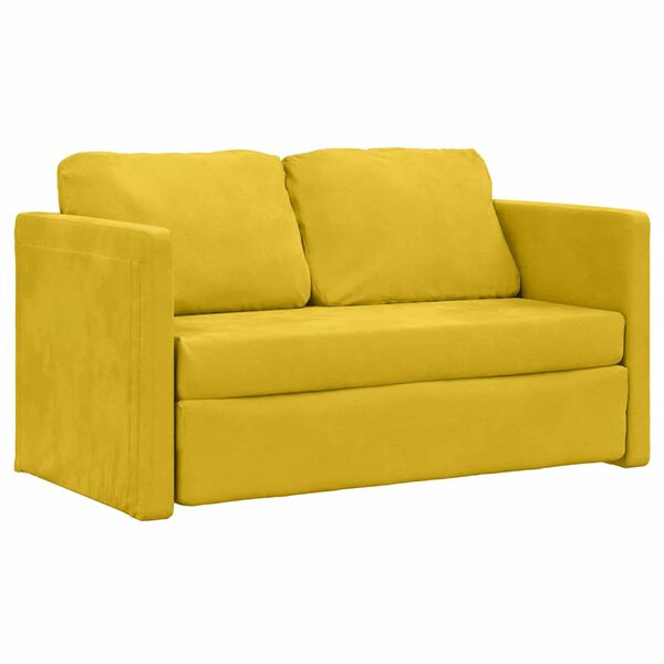 vidaXL Sofa podłogowa 2-w-1, ciemnoż&oacute;łta, 122x204x55 cm, aksamit