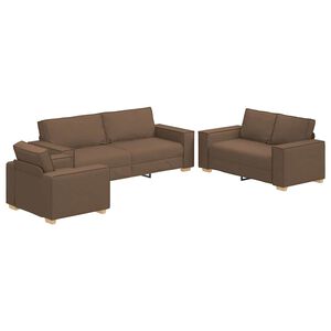 vidaXL Sofa 3 pcs Brązowy 220 x 80 x 84 cm Tkanina lniana