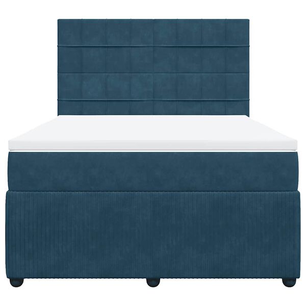 vidaXL Ł&oacute;żko kontynentalne z materacem, ciemnoniebieskie, 140x200 cm