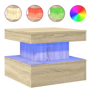 vidaXL Stolik kawowy z podświetleniem LED, dąb sonoma, 50x50x40 cm