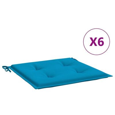 vidaXL Poduszki na krzesła ogrodowe, 6 szt., niebieskie, 40x40x3 cm