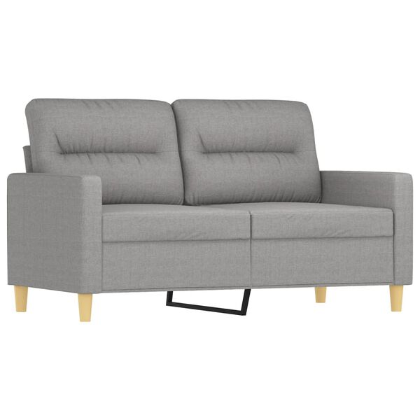vidaXL 2-osobowa sofa z poduszkami, jasnoszara, 120 cm, tkanina