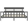 vidaXL Rama ł&oacute;żka z wezgłowiem, szara, 200x200 cm, lite drewno