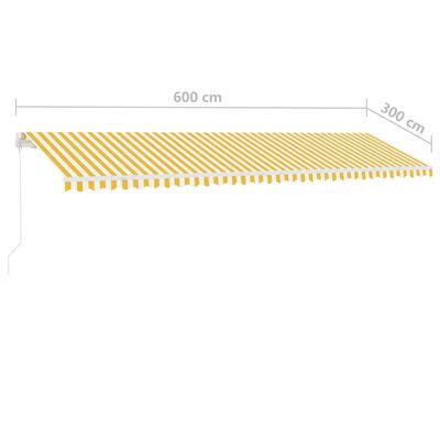 vidaXL Wolnostojąca, ręcznie zwijana markiza, 600x300 cm, żółto-biała
