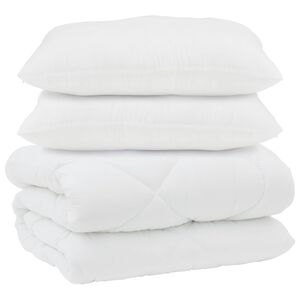 vidaXL Duvet z poduszkami z poduszką 3 pcs Biały Mikrofibra i Puch