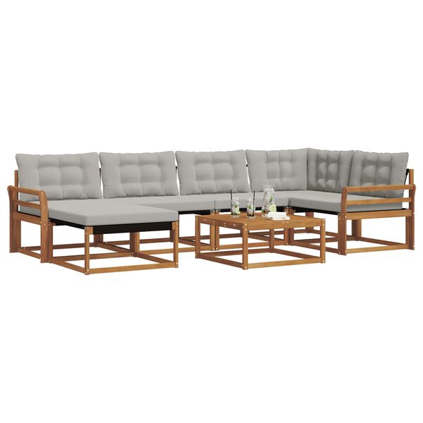 vidaXL Zestaw sof na zewnątrz z poduszką 7 pcs Naturalny i Jasny Szary