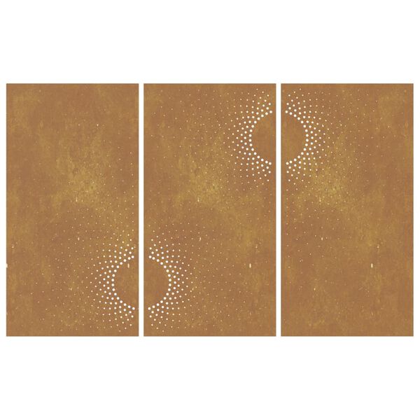 vidaXL Ogrodowa dekoracja ścienna, 3 cz., 105x55 cm, stal kortenowska