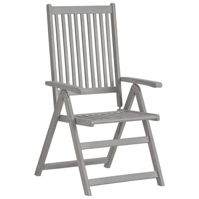 vidaXL Rozkładane krzesła ogrodowe, 2 szt, szare, lite drewno akacjowe