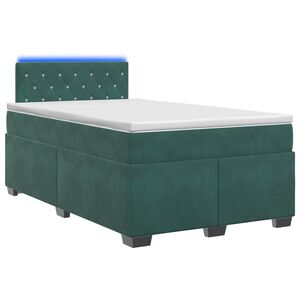vidaXL Ł&oacute;żko Box Spring z materacem i LED Ciemnozielony 120 x 200 cm