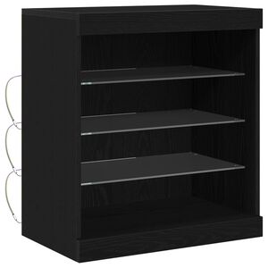 vidaXL Komoda LED Czarny Dąb 60,5 x 37 x 67 cm Drewno inżynieryjne