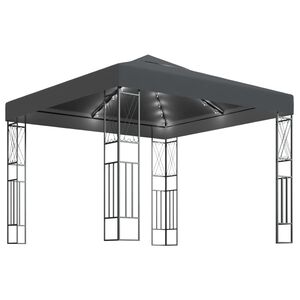 vidaXL Altana ze sznurem lampek LED, 3x3 m, antracytowa tkanina