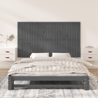 vidaXL Wezgłowie łóżka, szare, 159,5x3x90 cm, lite drewno sosnowe
