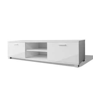 vidaXL Szafka pod TV, wysoki połysk, biała, 140x40,5x35 cm