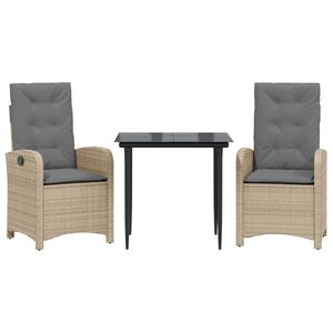 vidaXL 7-cz. zestaw mebli ogrodowych z poduszkami, mieszany beż