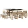 vidaXL 11-cz. zestaw mebli ogrodowych z poduszkami, beżowy, polirattan