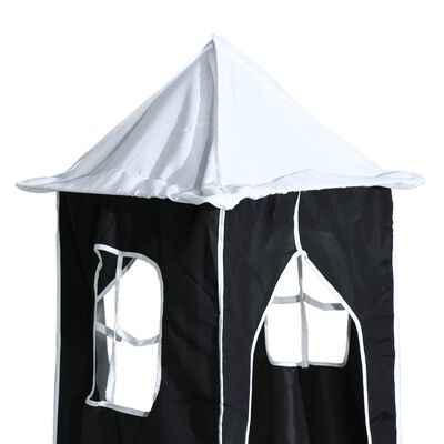 vidaXL Dziecięce łóżko na antresoli, z wieżą, biało-czarne, 80x200 cm