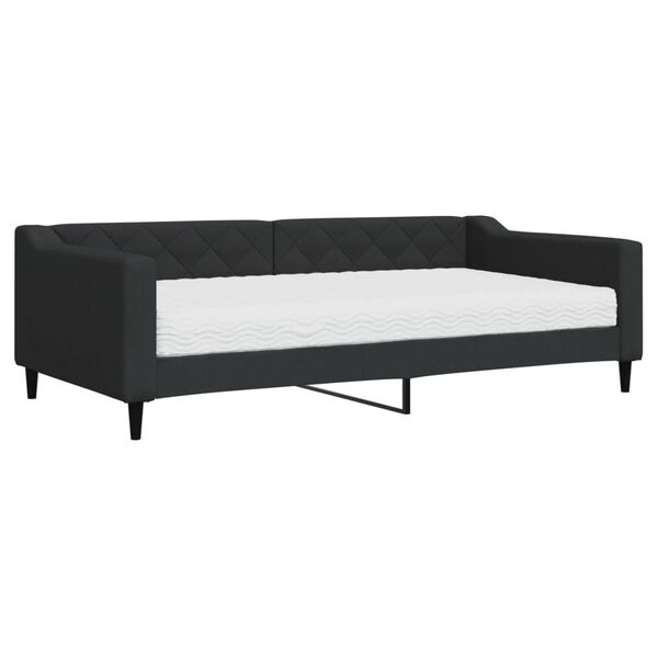 vidaXL Sofa z materacem do spania, czarna, 100x200 cm, tkanina