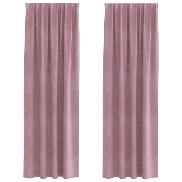 vidaXL Zasłony zaciemniające 2 pcs Ciemny R&oacute;ż 140 x 245 cm Aksamit