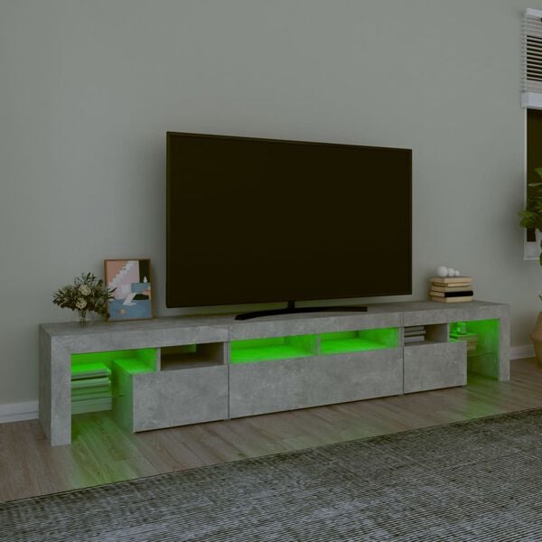 vidaXL Szafka pod TV z oświetleniem LED, szarość betonu, 230x36,5x40cm