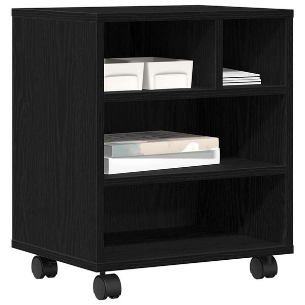 vidaXL Stojak na drukarkę z przechowywaniem Czarny Dąb 41 x 32 x 48 cm