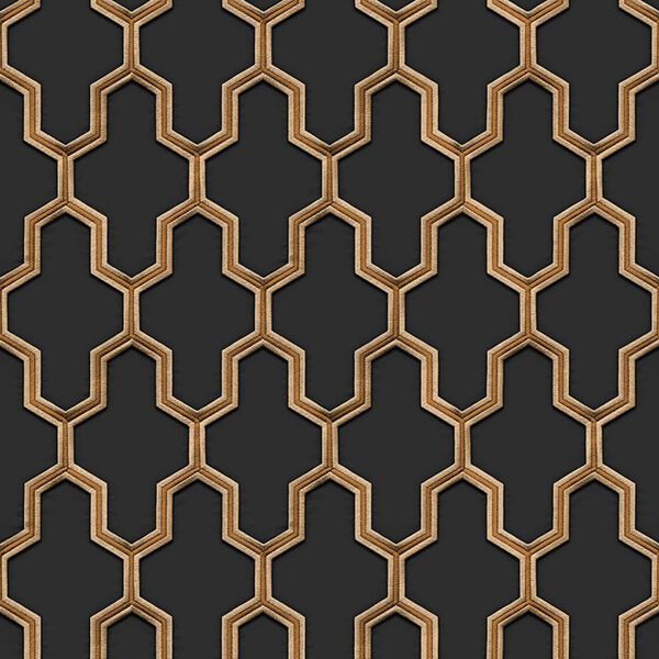 DUTCH WALLCOVERINGS Tapeta Geometric, czarno-złota