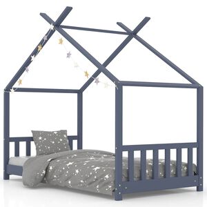 vidaXL Rama ł&oacute;żka dziecięcego, szara, lite drewno sosnowe, 70 x 140 cm