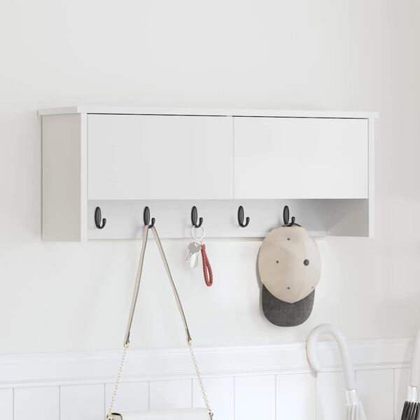 vidaXL Wieszak na płaszcze montowany na ścianie Biały 80 x 20 x 30 cm