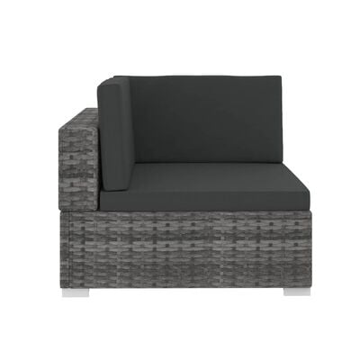vidaXL 3-częściowa sofa do ogrodu, z poduszkami, polirattan, szara