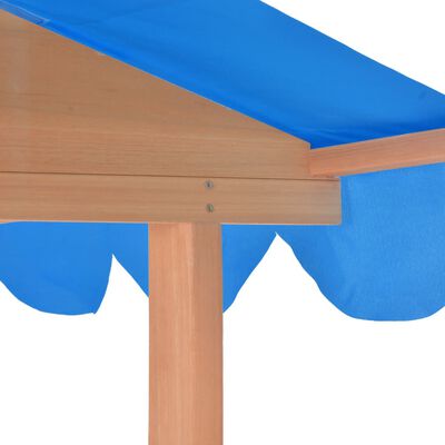 vidaXL Domek z piaskownicą, drewno jodłowe, niebieski, UV50
