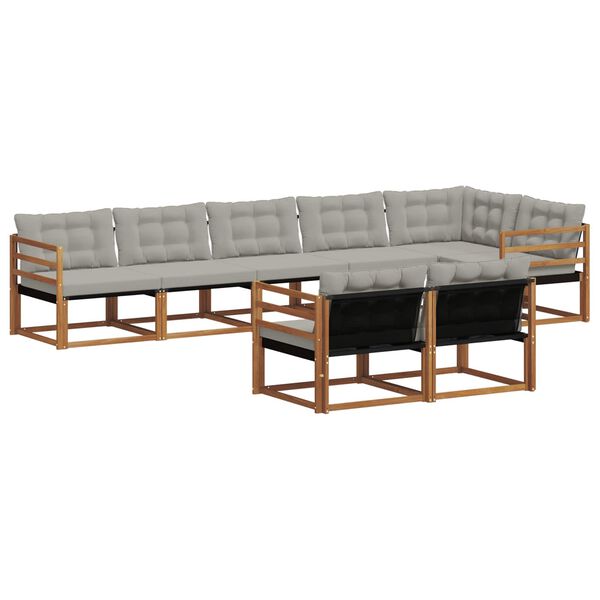 vidaXL Zestaw sof na zewnątrz z poduszką 8 pcs Naturalny i Jasny Szary