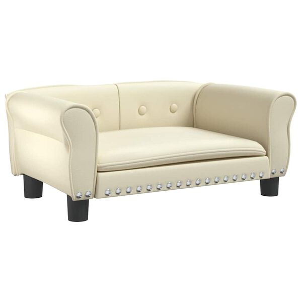 vidaXL Legowisko dla psa, kremowe, 70x45x30 cm, sztuczna skóra