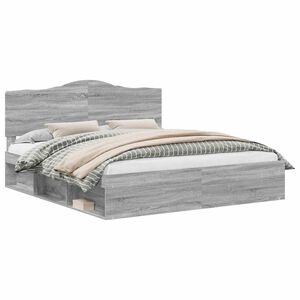 vidaXL Ramka ł&oacute;żka Szary Sonoma 200 x 200 cm Lite drewno sosnowe