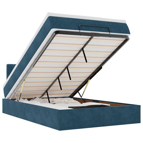 vidaXL Rama ł&oacute;żka otomana z materacem, niebieska, 120x200 cm, aksamit