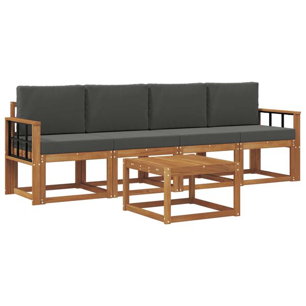 vidaXL Zestaw sof na zewnątrz z poduszką 5 pcs Naturalny i Antracytowy