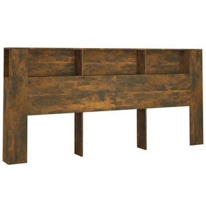 vidaXL Wezgłowie ł&oacute;żka z p&oacute;łkami, przydymiony dąb, 220x18,5x104,5 cm