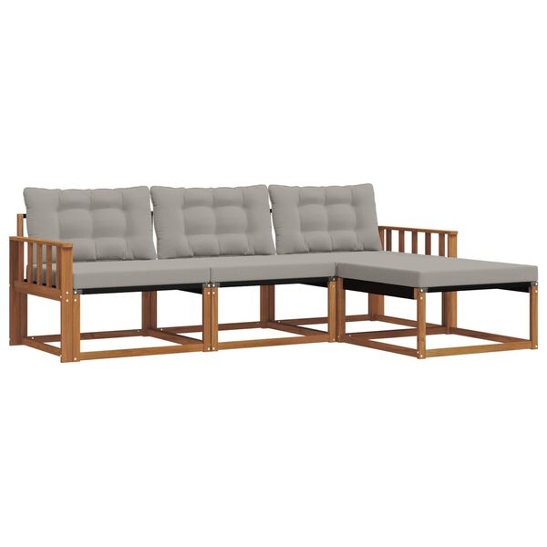 vidaXL Zestaw sof na zewnątrz z poduszką 4 pcs Naturalny i Jasny Szary