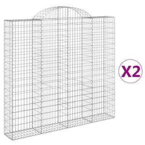 vidaXL Kosze gabionowe, 2 szt, 200x30x180/200 cm, galwanizowane żelazo