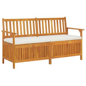 vidaXL Ławka ze schowkiem i poduszką, 148 cm, drewno akacjowe
