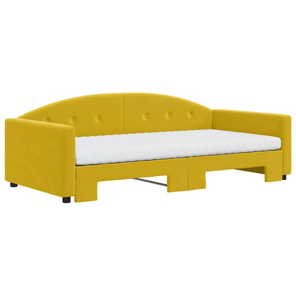 vidaXL Sofa rozsuwana z materacami, ż&oacute;łta, 100x200 cm, aksamit
