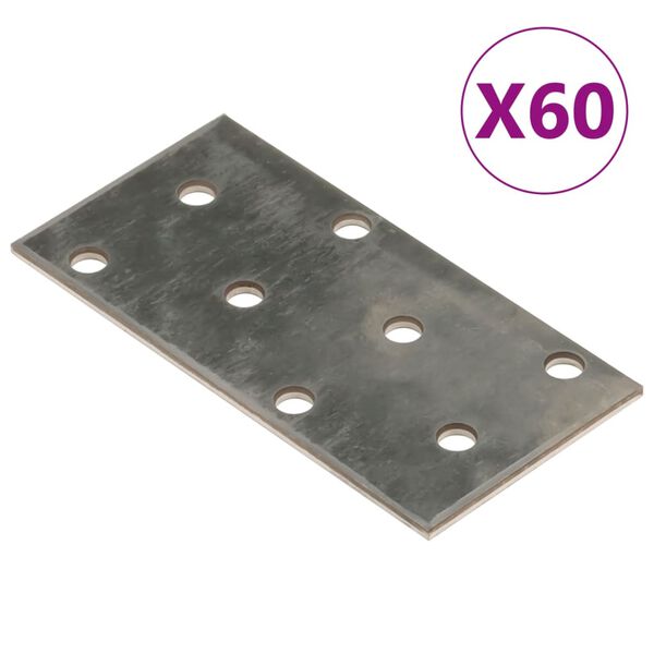 vidaXL Płytki perforowane, 60 szt., 2 mm, 80x40 mm, stal ocynkowana