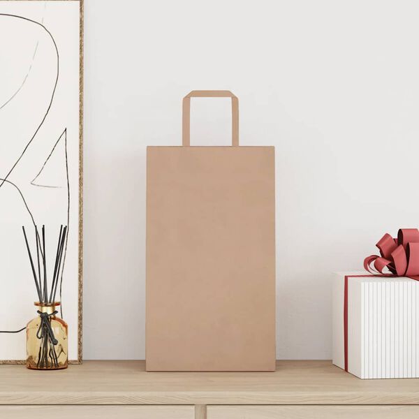 vidaXL Torby papierowe 50 szt. z uchwytami Brązowe 21x11x36 cm