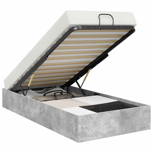 vidaXL Ł&oacute;żko otomanowe Betonowy Szary 90 x 200 cm Drewno inżynieryjne