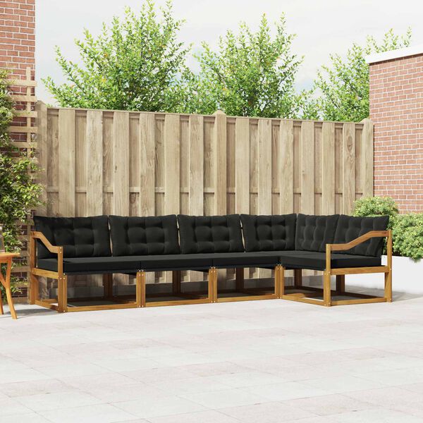 vidaXL Zestaw sof na zewnątrz z poduszką 5 pcs Naturalny i czarny