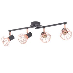 vidaXL Lampa sufitowa z 4 żar&oacute;wkami E14, czarno-miedziana