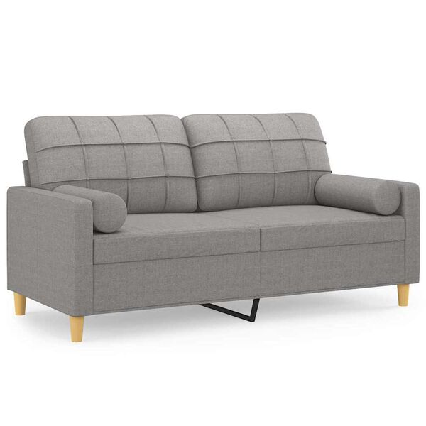 vidaXL 2-osobowa sofa wypoczynkowa z poduszkami, jasnoszara, 140 cm