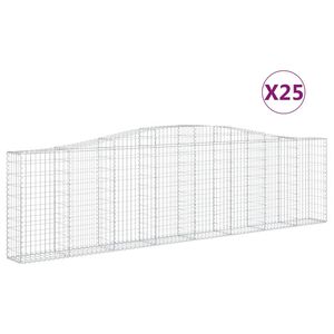 vidaXL Kosze gabionowe, 25 szt, 400x30x100/120cm, galwanizowane żelazo